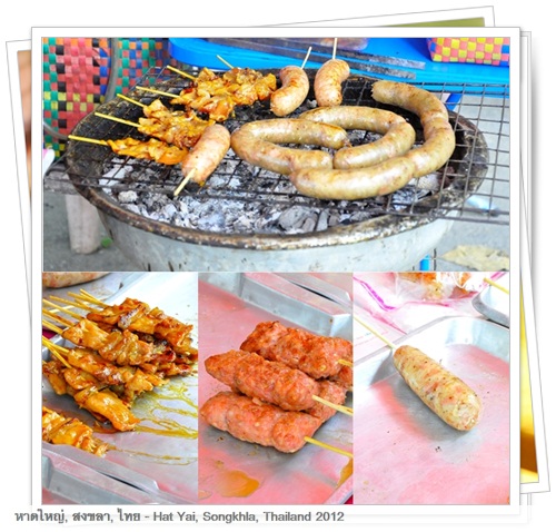BBQ sausage and pork meat